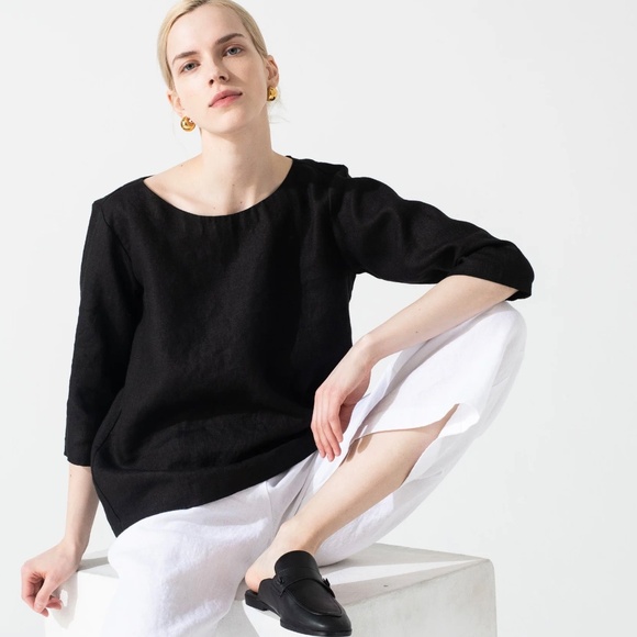 notPERFECTLINEN January Top in Forest Green Linen, S/M - Picture 7 of 9